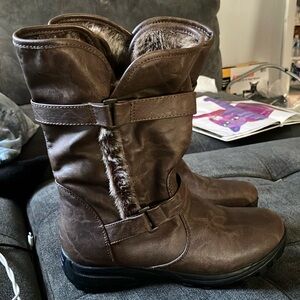Lower East side Mid-Calf Brown Faux Fur Lined Boots 6.5 Like New